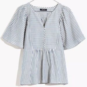 Madewell Courtyard Flutter Sleeve Top in Stripe, Size Small